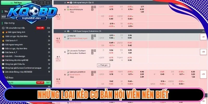 Những loại kèo cơ bản hội viên nên biết 
